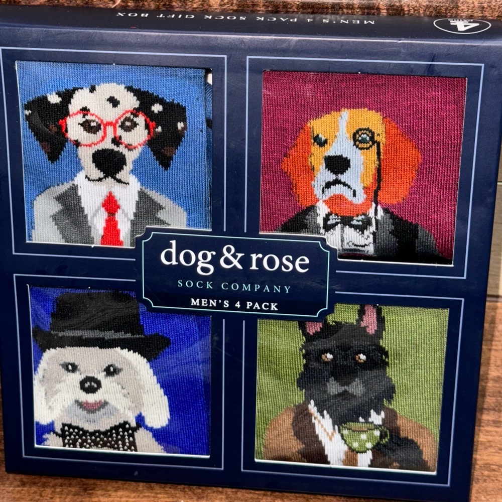 Dog & Rose Sock Company Grey Dog. Set of 4 Socks